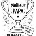Un enfant colorie un dessin pour la fête des pères avec des crayons de couleur.