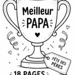 Un enfant colorie un dessin pour la fête des pères avec des crayons de couleur.