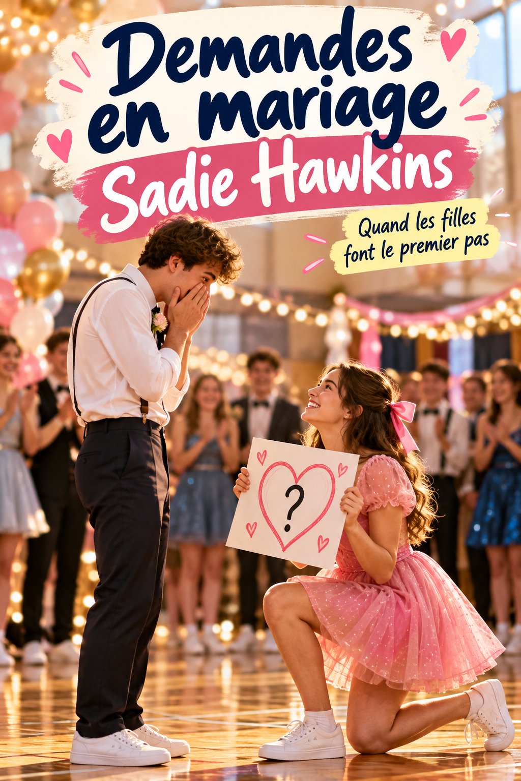 Moment romantique d'une demande en mariage inspirée de Sadie Hawkins.