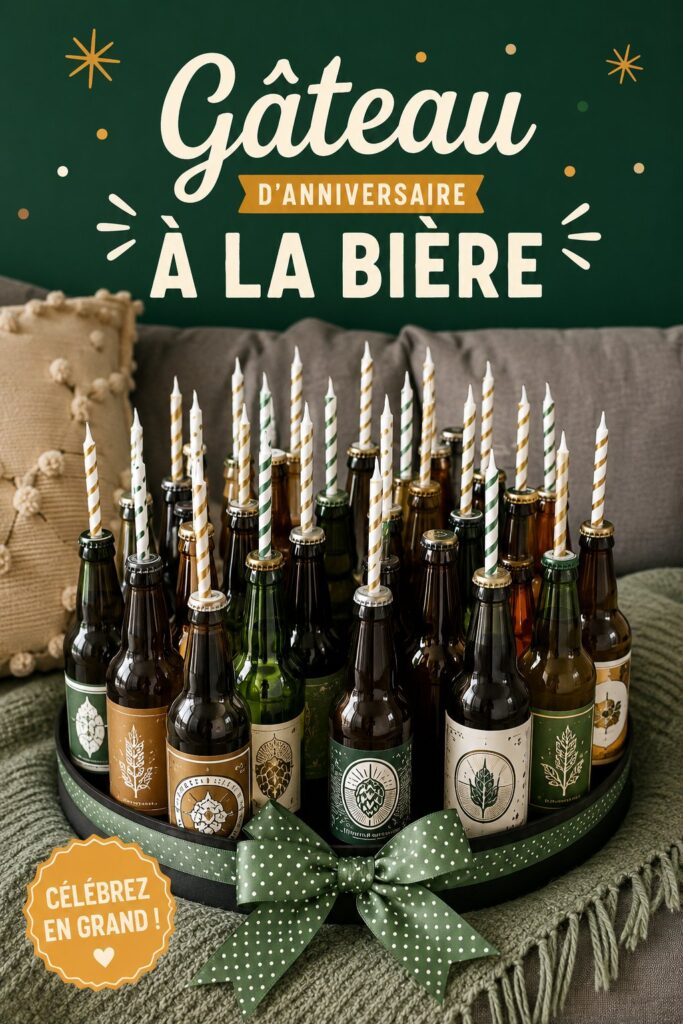 Gâteau à la bière décoré pour une fête d'anniversaire