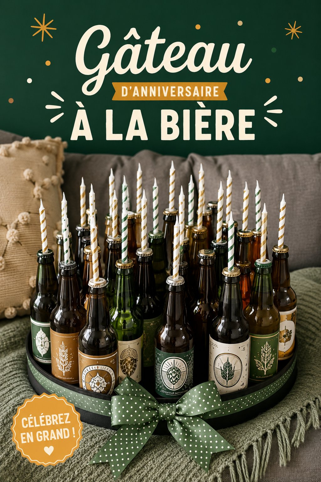 Gâteau à la bière décoré pour une fête d'anniversaire