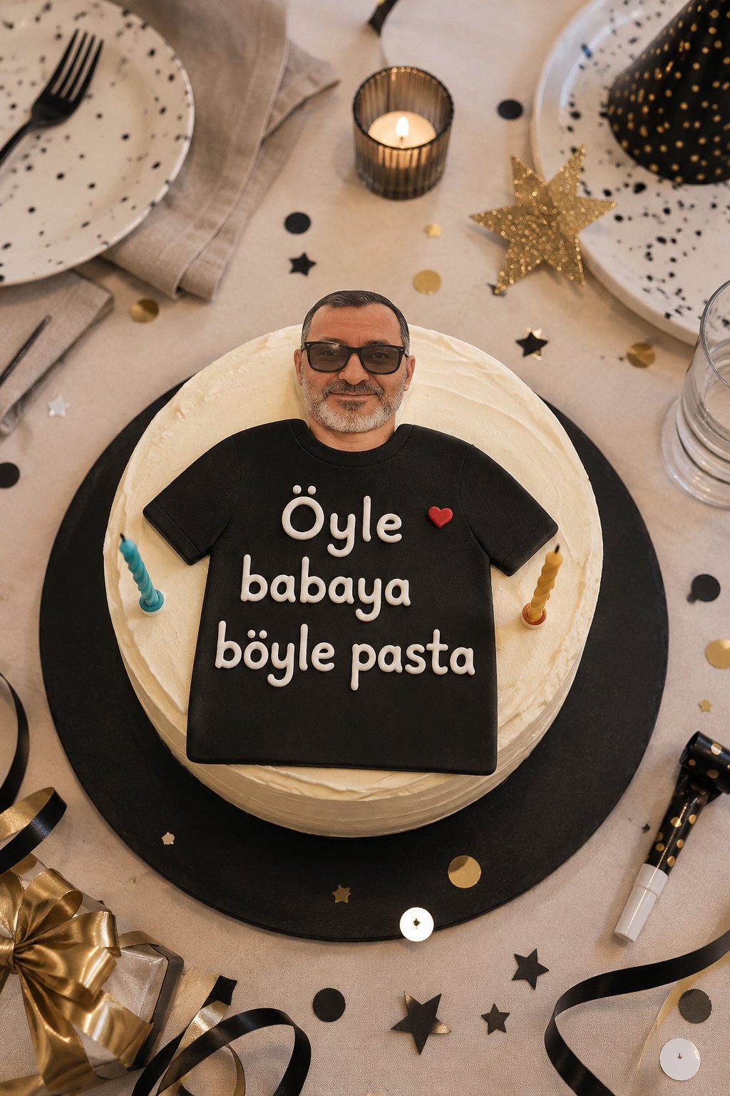 Gâteau décoré pour la fête des pères, personnalisé avec des éléments symboliques