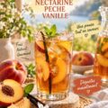 Glace à thé nectarinipeché dans un verre avec des fruits frais