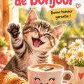 Un collage d'images drôles pour les salutations matinales, apportant la joie et le sourire.