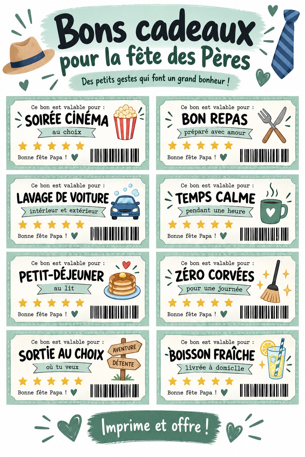 Jeux imprimables pour la Fête des Pères sur une table en bois avec des crayons