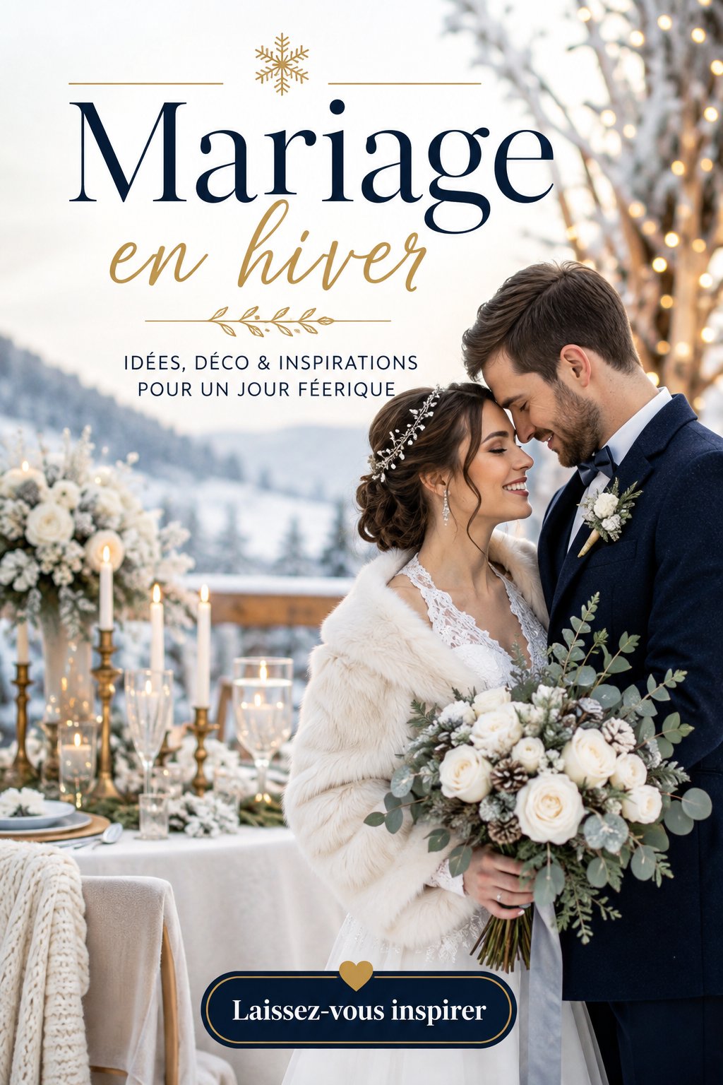 Mariage hivernal avec une décoration romantique et des lumières scintillantes