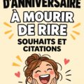 Message d'anniversaire humoristique écrit sur une carte colorée