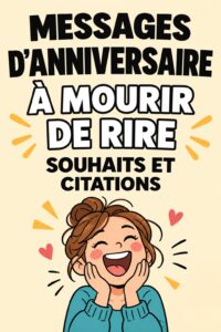 Message d'anniversaire humoristique écrit sur une carte colorée