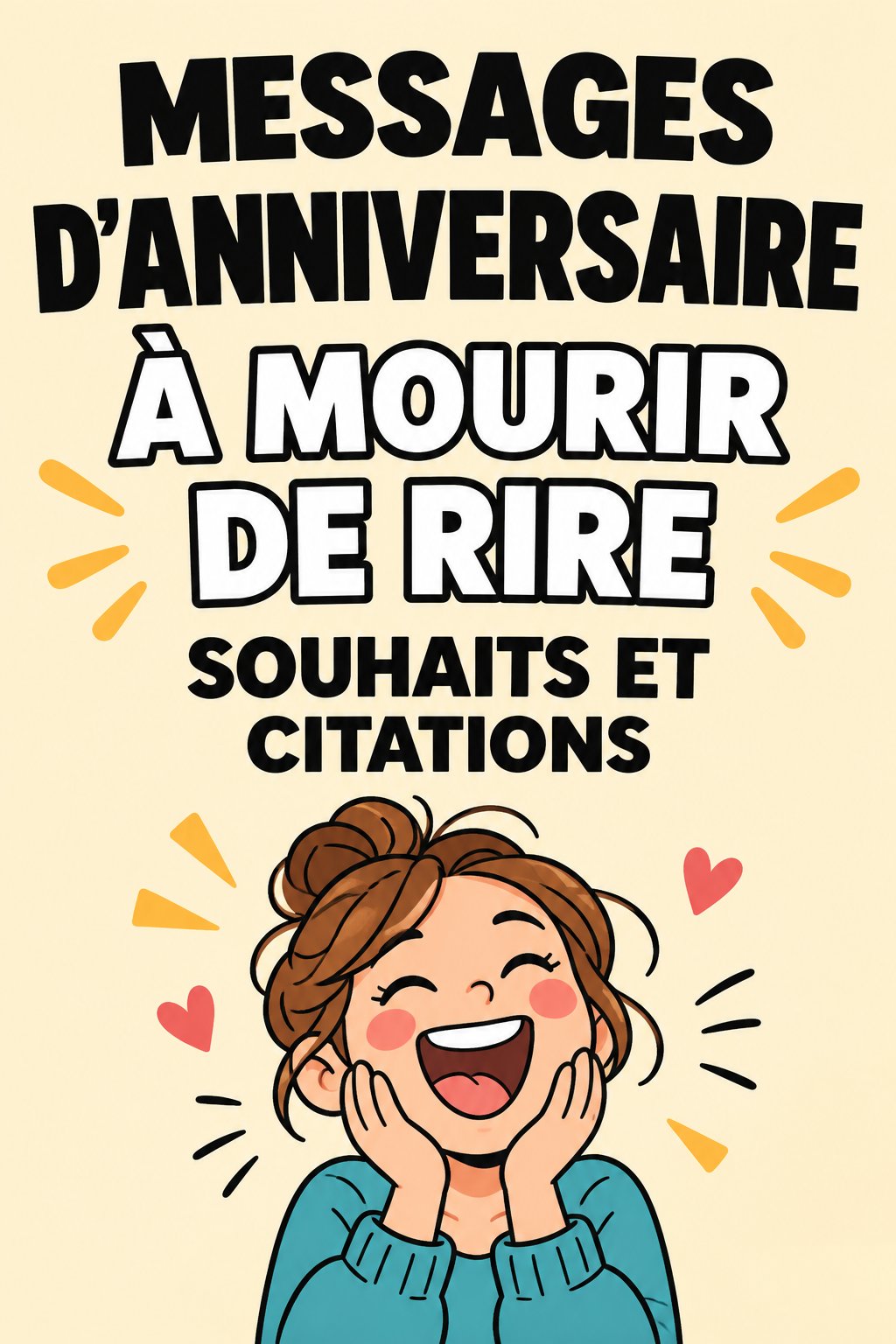 Message d'anniversaire humoristique écrit sur une carte colorée