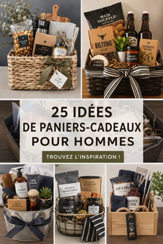 Un panier cadeau DIY pour homme, rempli d'articles personnalisés et créatifs.