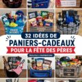 Panier cadeau décoré pour la fête des pères, rempli de douceurs et de gadgets.