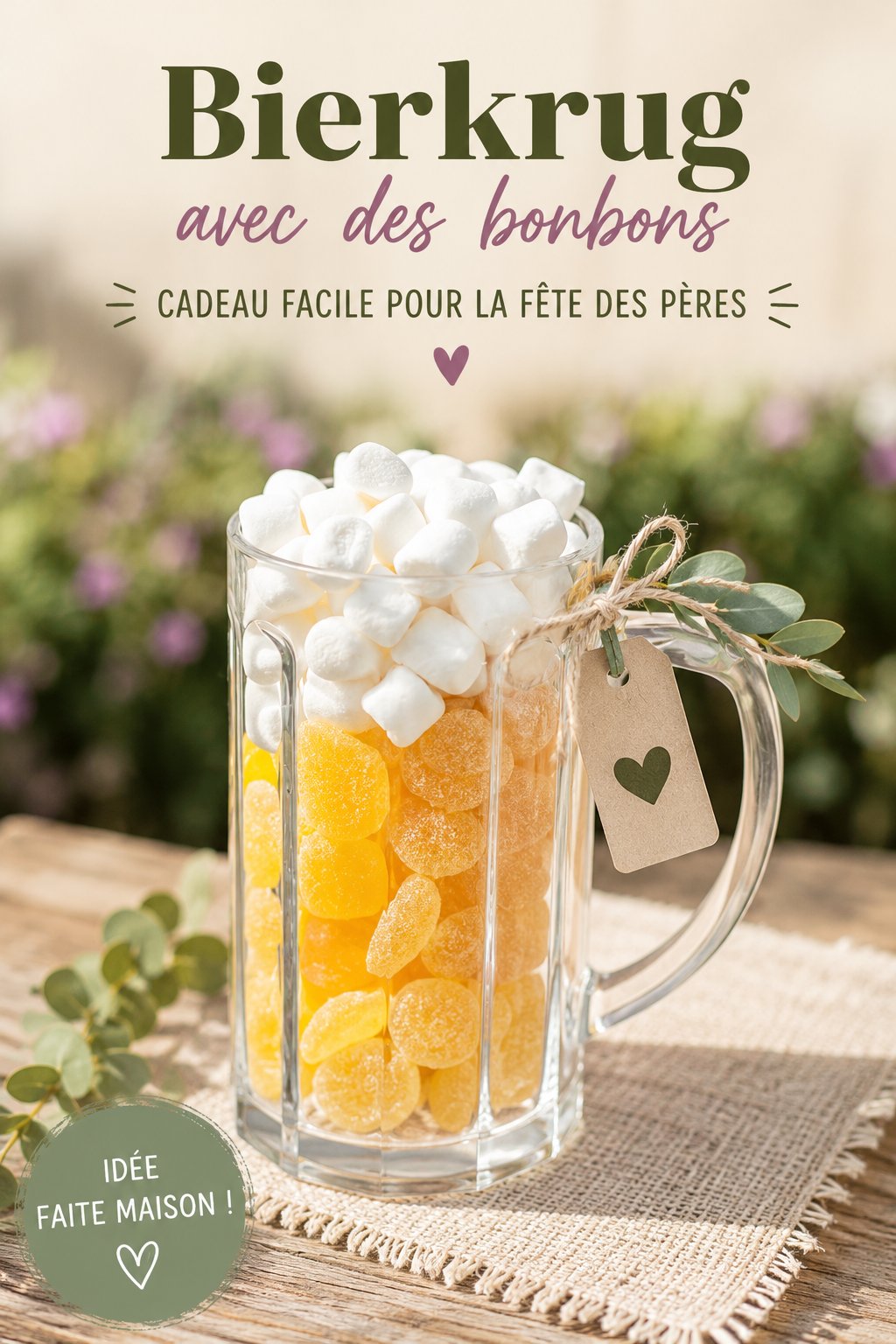 Pot de bière rempli de douceurs pour la fête des pères