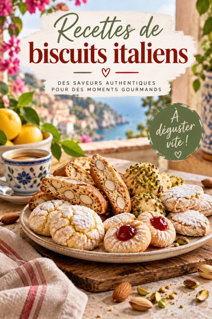 Assortiment de biscuits italiens sur une table festive.