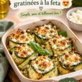 Plat de rolls de courgettes gratinées à la feta pris de haut