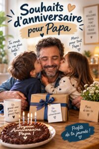 Une carte d'anniversaire avec des vœux touchants pour un père.