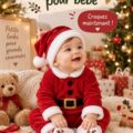 Un bébé habillé d'une tenue festive de Noël avec un bonnet rouge et blanc.