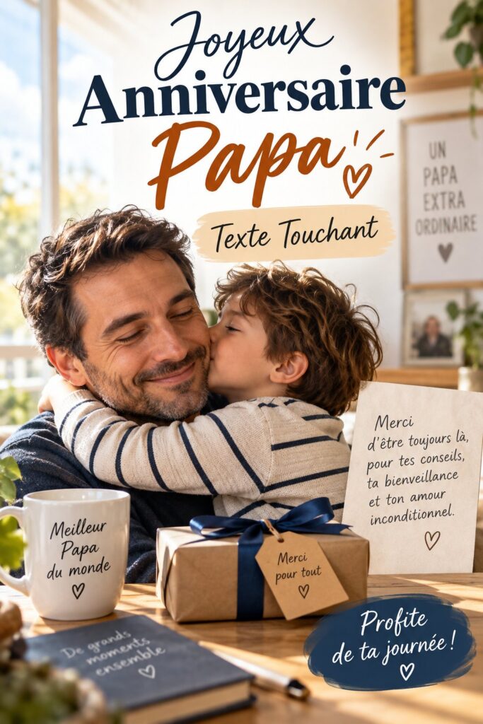 Texte émouvant écrit à la main pour l'anniversaire d'un père.