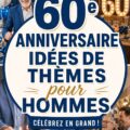 Une table décorée pour un 60e anniversaire masculin avec un thème de voyage.