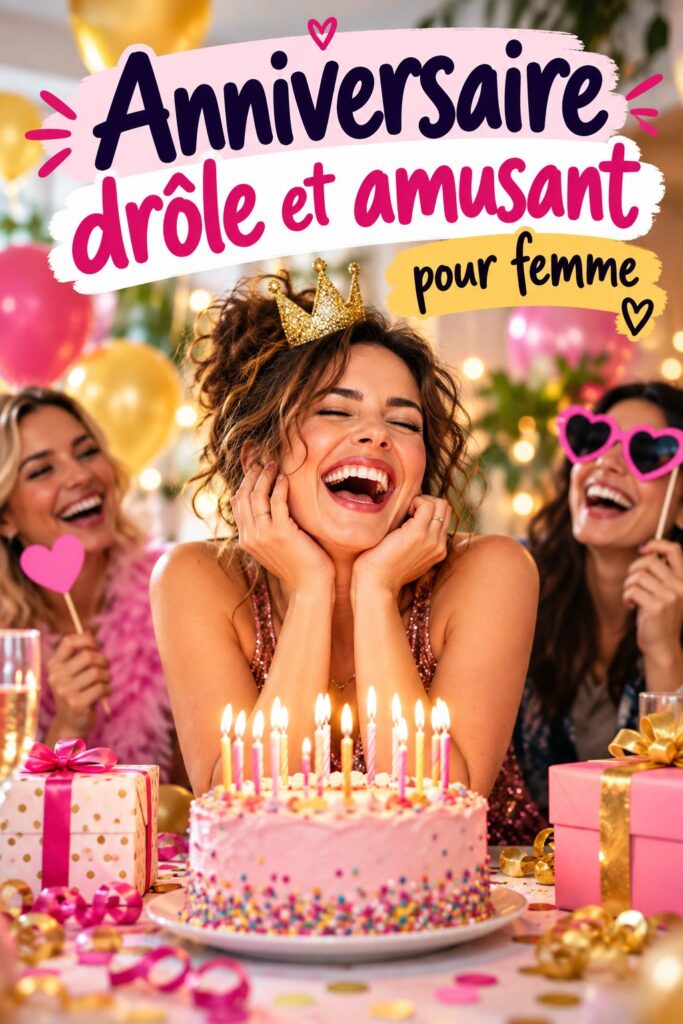Fête d'anniversaire amusante pour femme avec décorations colorées et jeux