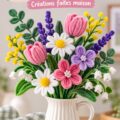 Bouquet coloré DIY en fil chenille pour décoration de fête