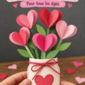 Un bricolage mignon fait main pour exprimer son amour, avec des cœurs et des couleurs vives.
