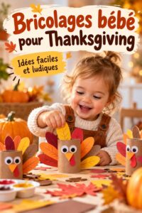 Bricolage bébé pour Thanksgiving avec des matériaux colorés