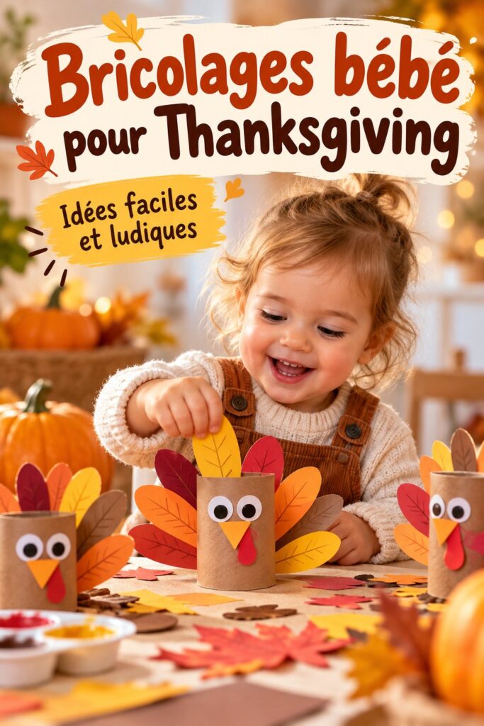 Bricolage bébé pour Thanksgiving avec des matériaux colorés