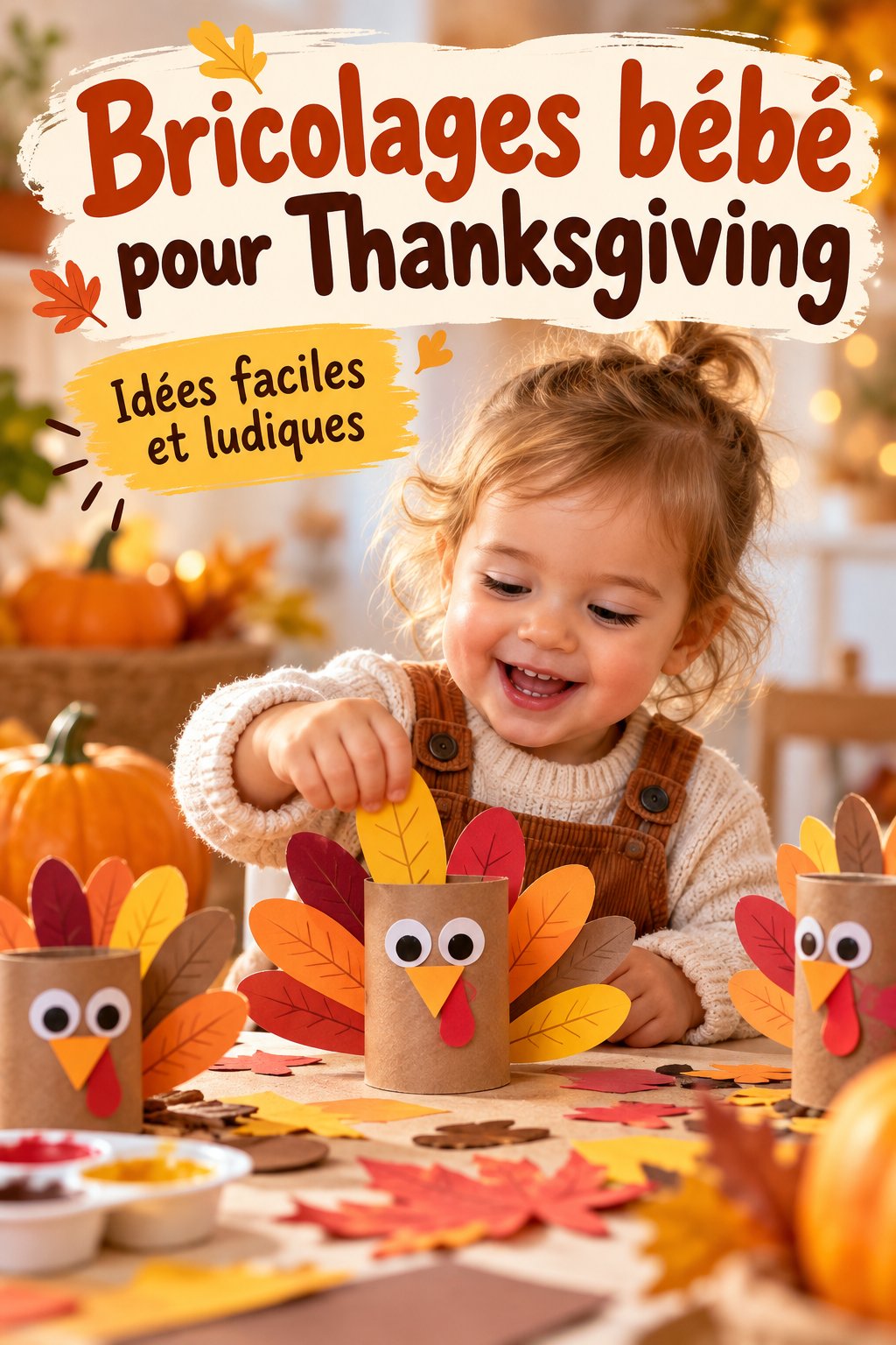 Bricolage bébé pour Thanksgiving avec des matériaux colorés