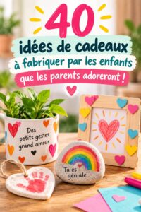 Un enfant souriant tenant un cadeau fait main, illustration de l'importance du DIY familial.