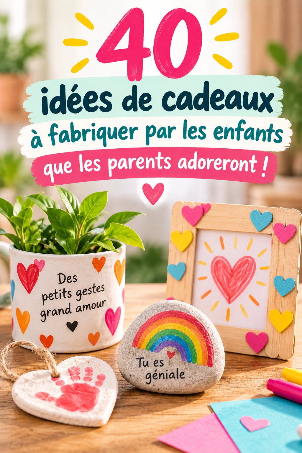 Un enfant souriant tenant un cadeau fait main, illustration de l'importance du DIY familial.