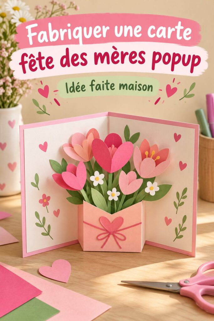 Une carte pop-up colorée et au design touchant pour la fête des mères.