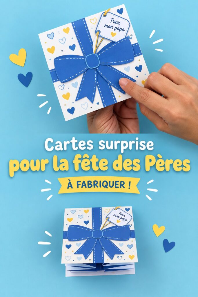 Carte explosive colorée pour la fête des pères, ornée d'un message affectueux.