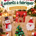 Un enfant fabriquant une carte de Noël avec des fournitures colorées.