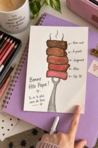Carte DIY colorée pour la fête des pères avec un message personnalisé.