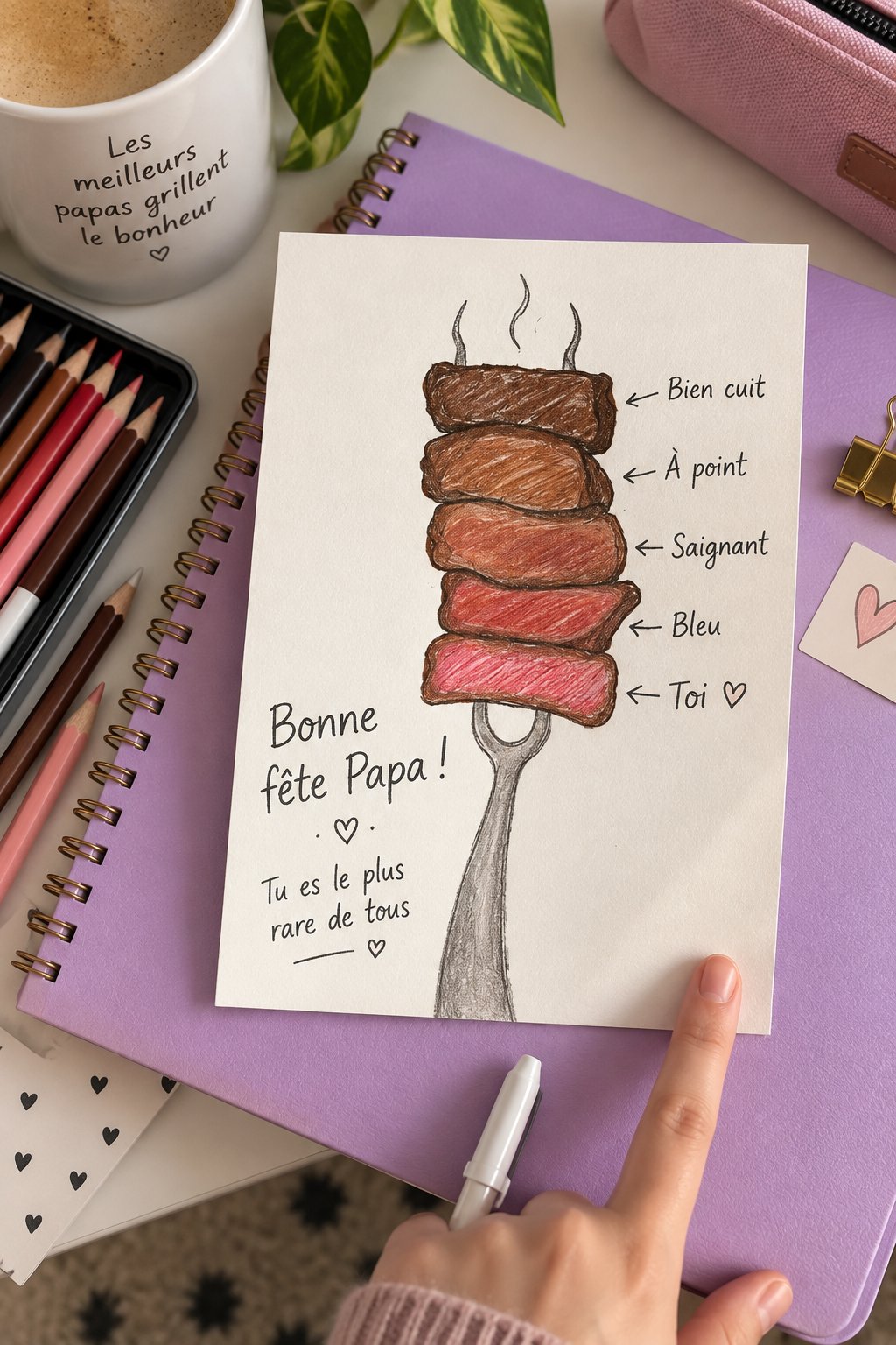 Carte DIY colorée pour la fête des pères avec un message personnalisé.