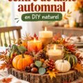 centre de table automnal fait à partir d'éléments naturels