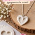 Collier pendentif avec empreinte de cœur, réalisé à la main.