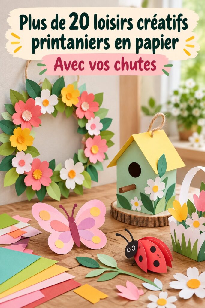 Un assortiment de créations en papier colorées pour célébrer le printemps.