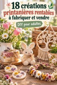 Créations artisanales printanières prêtes à être vendues