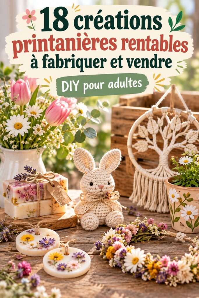Créations artisanales printanières prêtes à être vendues