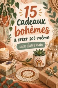 Exemple de créations boho faites main avec des matériaux naturels et colorés.