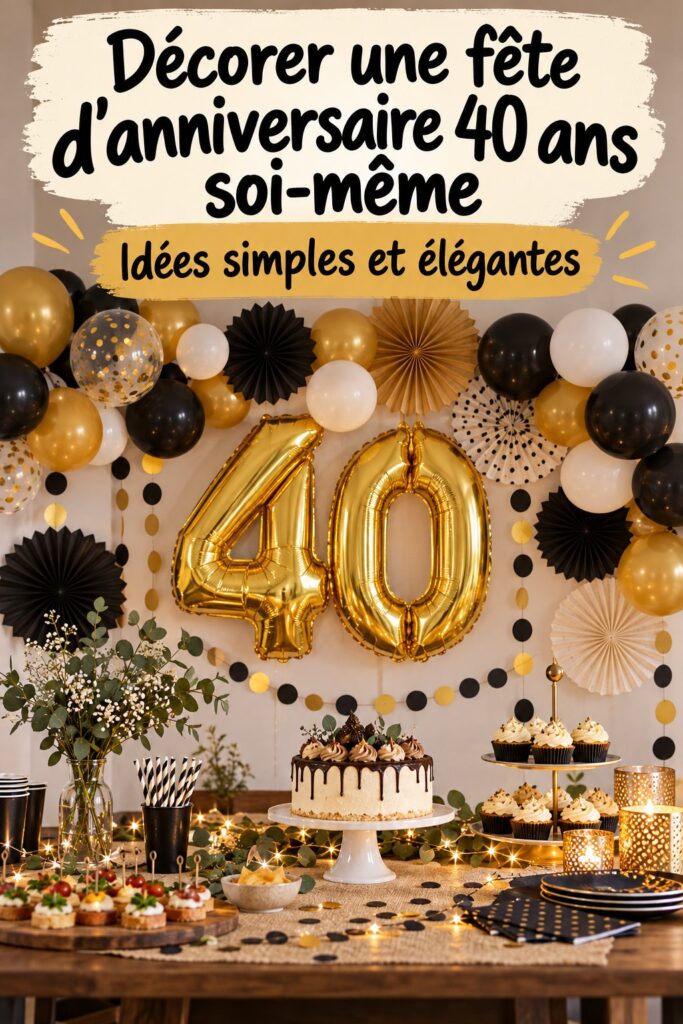 Décorations colorées et festives pour un 40e anniversaire réalisées à la main.