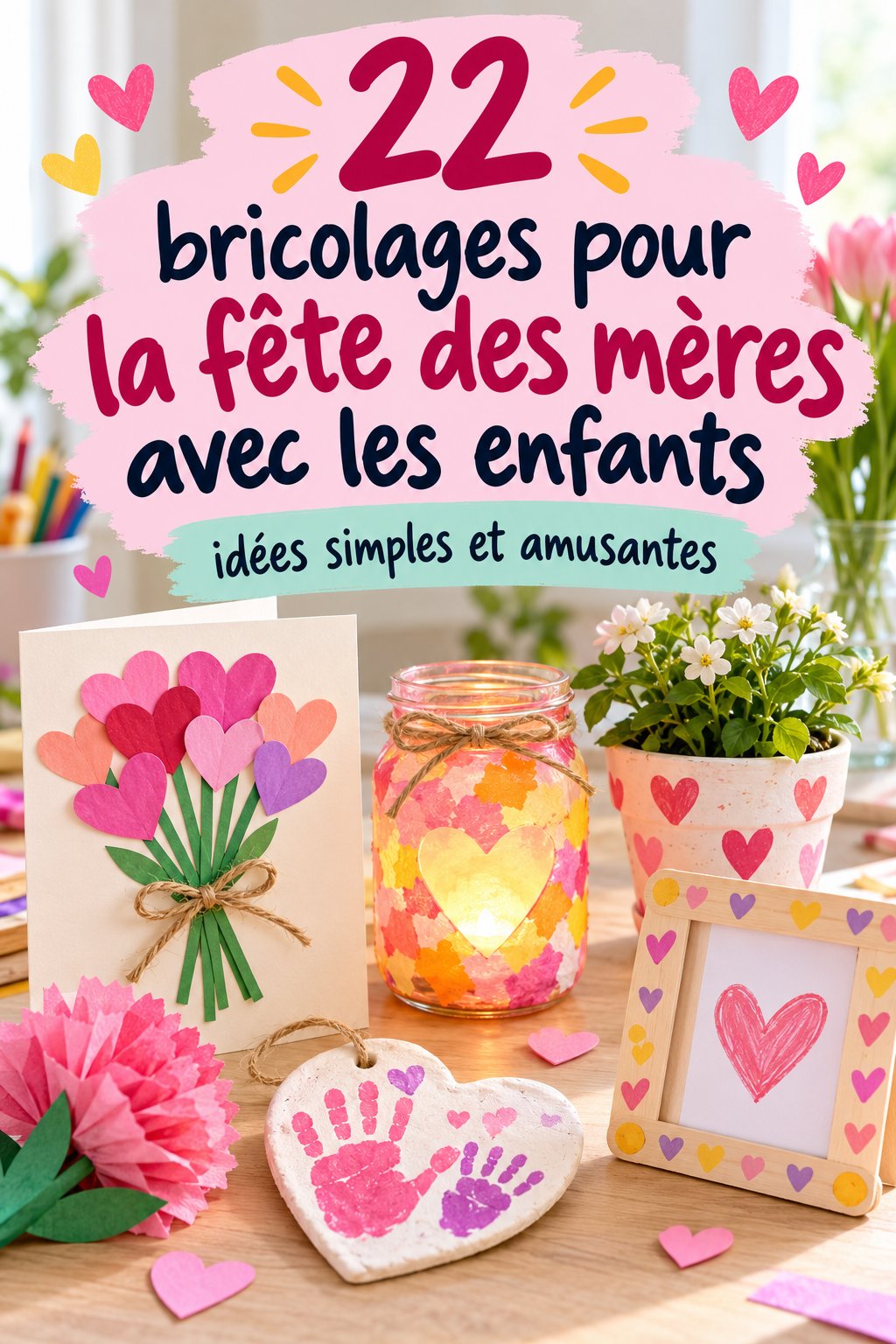 Enfants réalisant des DIY pour la fête des mères