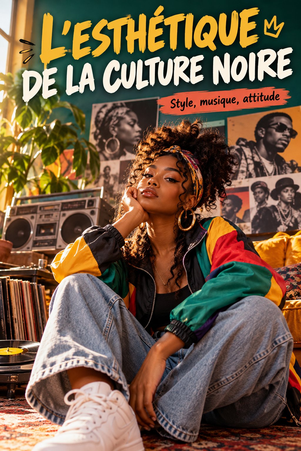 Un décor festif inspiré de l'esthétique des années 90 avec des couleurs vibrantes.