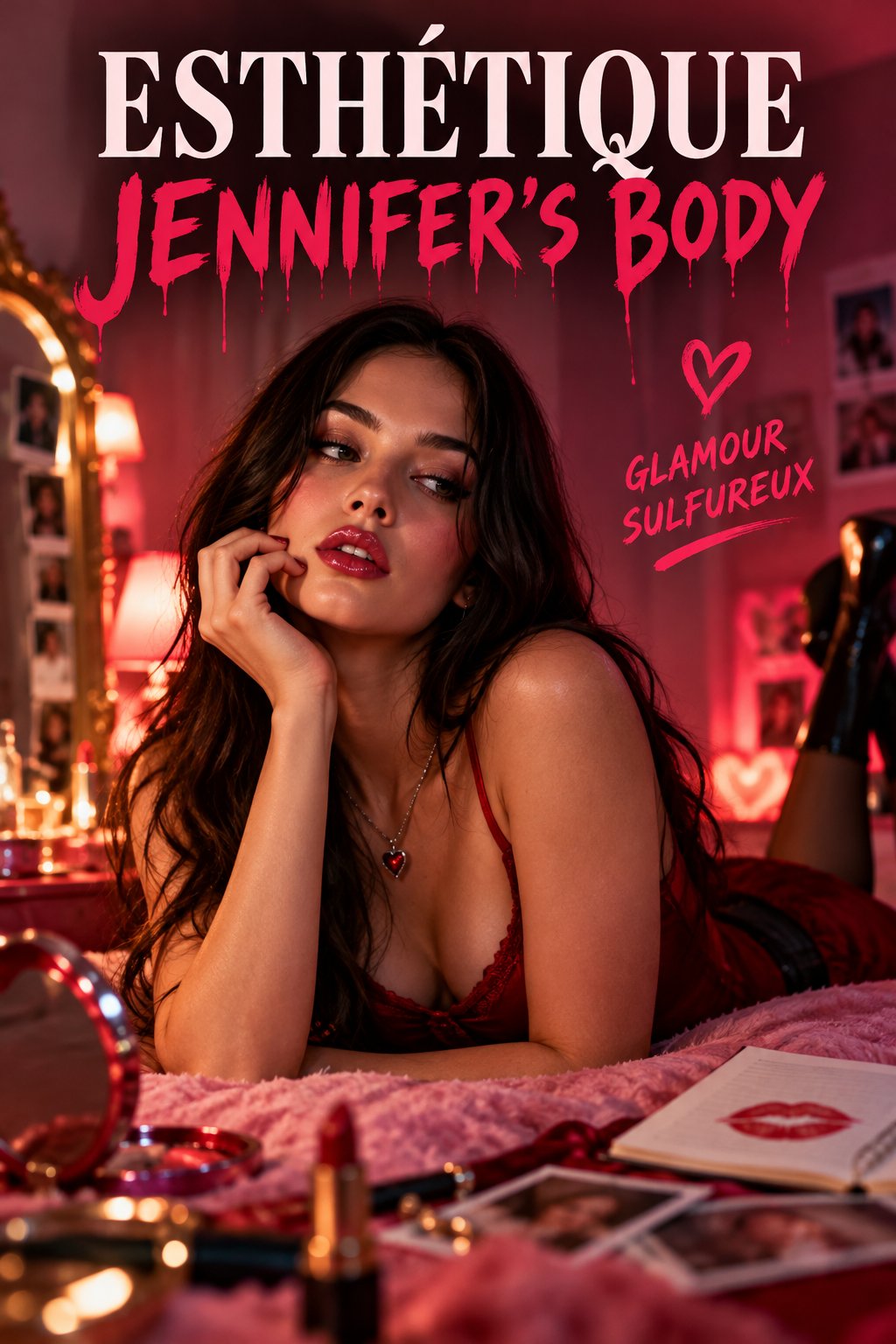 Décoration inspirée de l'esthétique Jennifer's Body pour une célébration sombre et élégante.