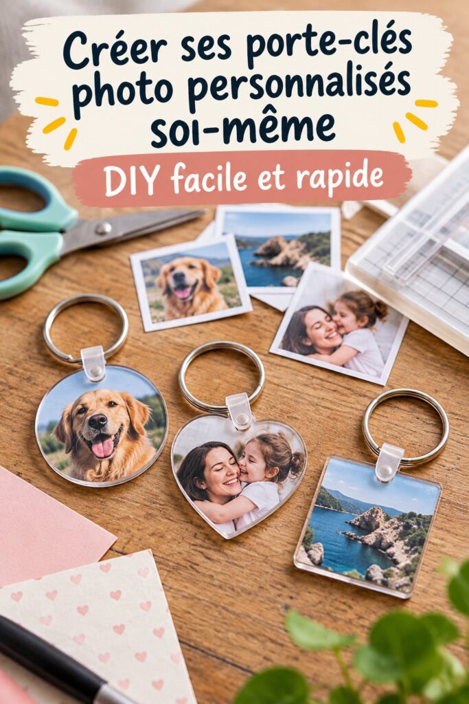 Porte-clés photo personnalisés avec des images de proches, créés à la main.