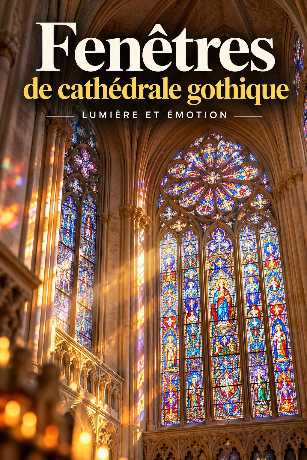 Fenêtre gothique ornée de vitraux colorés dans une cathédrale