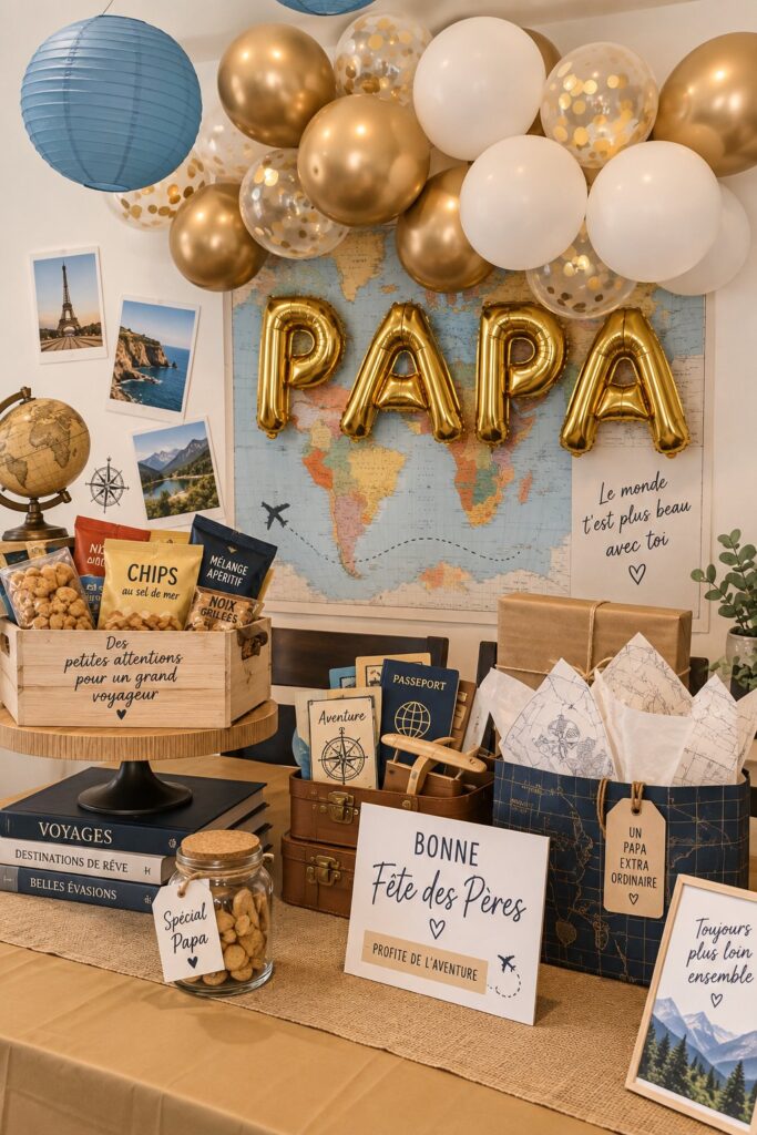 Père et enfant s'amusant lors d'un voyage en plein air, célébrant la fête des pères.