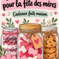 Un ensemble de bocaux décoratifs pour la fête des mères remplis de douceurs et de messages d'amour.