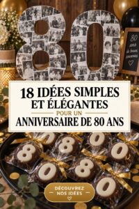 Décorations élégantes pour un 80e anniversaire, comprenant des fleurs et des lumières douces.